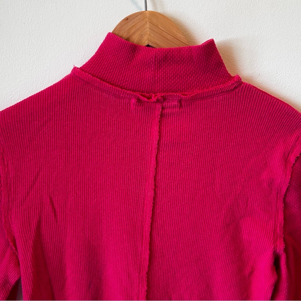 Free People JoJo Long Sleeve Thermal Waffle Knit Top In Hot Pink Size Small - Picture 13 of 16